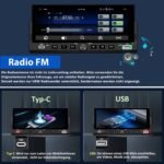 Junsun Drathlos Carplay Android Auto RDS mit Rückfahrkamera 1Din - immagine 5