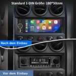 Junsun Drathlos Carplay Android Auto Display mit Rückfahrkamera 1Din - immagine 3