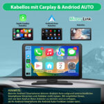Junsun Apple CarPlay wireless Android Auto 9 pollici Display telecamera posteriore