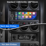 Junsun CarPlay wireless Android Auto Display con Telecamera posteriore 1Din